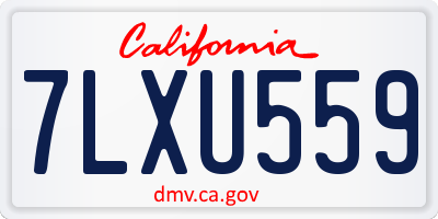 CA license plate 7LXU559