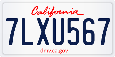 CA license plate 7LXU567