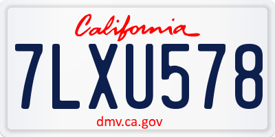 CA license plate 7LXU578