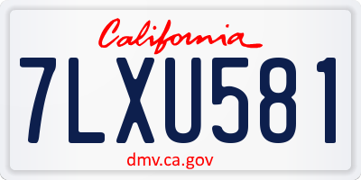 CA license plate 7LXU581