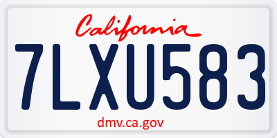 CA license plate 7LXU583