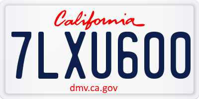 CA license plate 7LXU600