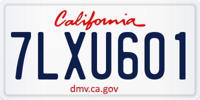 CA license plate 7LXU601