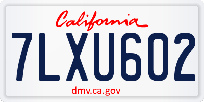 CA license plate 7LXU602