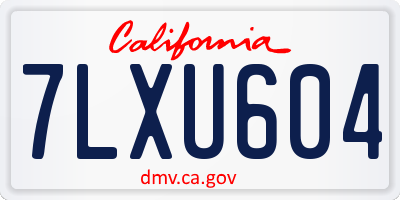 CA license plate 7LXU604