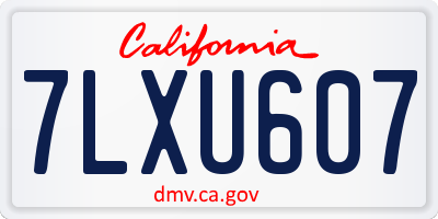CA license plate 7LXU607