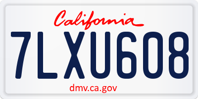 CA license plate 7LXU608