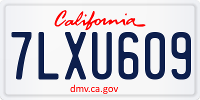 CA license plate 7LXU609