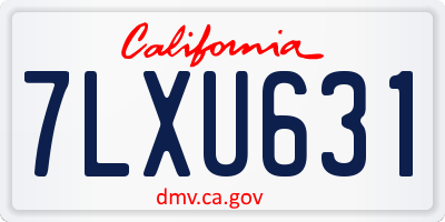 CA license plate 7LXU631