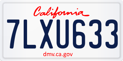 CA license plate 7LXU633
