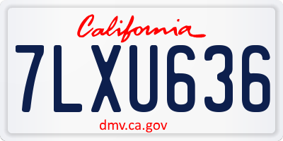 CA license plate 7LXU636