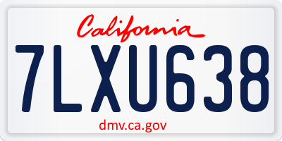 CA license plate 7LXU638