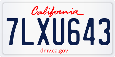 CA license plate 7LXU643