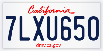 CA license plate 7LXU650