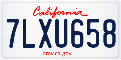 CA license plate 7LXU658