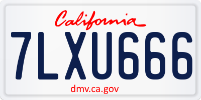 CA license plate 7LXU666