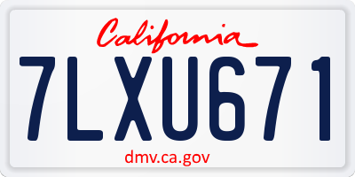 CA license plate 7LXU671