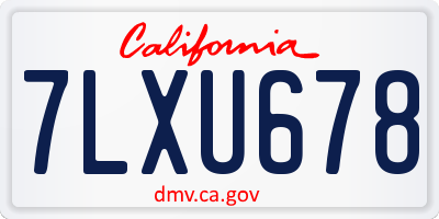 CA license plate 7LXU678
