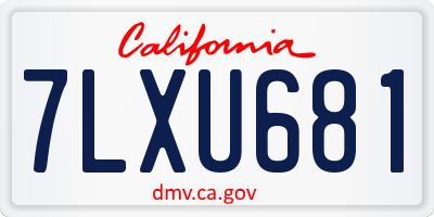CA license plate 7LXU681