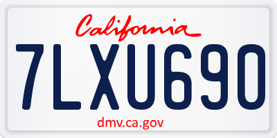 CA license plate 7LXU690