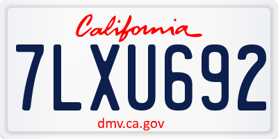 CA license plate 7LXU692