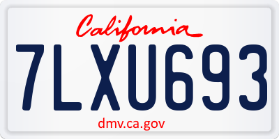 CA license plate 7LXU693