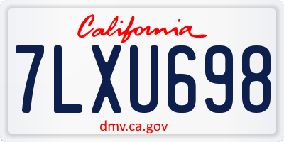 CA license plate 7LXU698