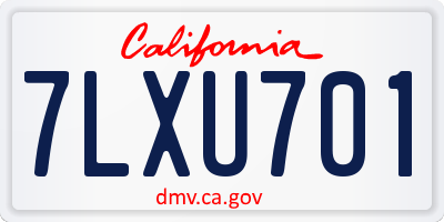 CA license plate 7LXU701
