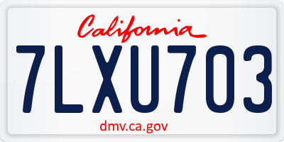 CA license plate 7LXU703