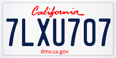 CA license plate 7LXU707