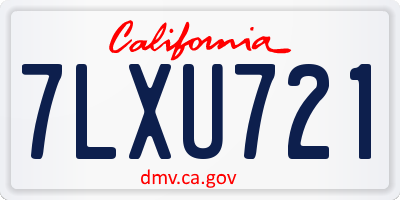 CA license plate 7LXU721