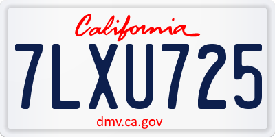 CA license plate 7LXU725