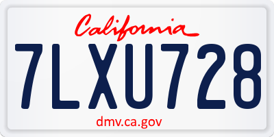 CA license plate 7LXU728