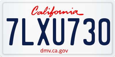 CA license plate 7LXU730
