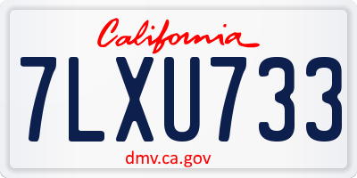 CA license plate 7LXU733