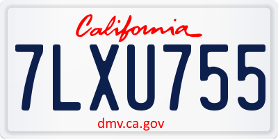 CA license plate 7LXU755