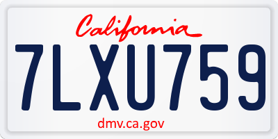 CA license plate 7LXU759
