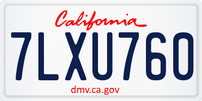 CA license plate 7LXU760