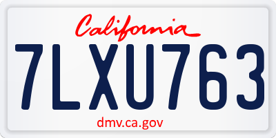 CA license plate 7LXU763