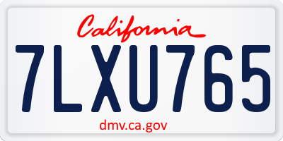 CA license plate 7LXU765
