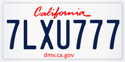 CA license plate 7LXU777