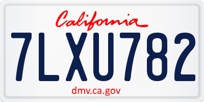 CA license plate 7LXU782
