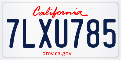 CA license plate 7LXU785