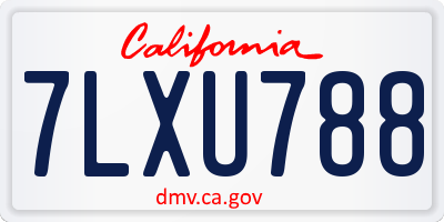 CA license plate 7LXU788