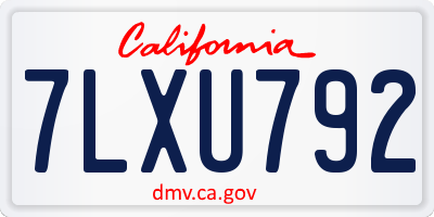 CA license plate 7LXU792