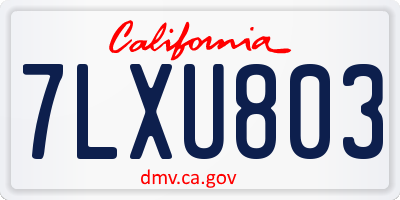 CA license plate 7LXU803