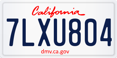 CA license plate 7LXU804