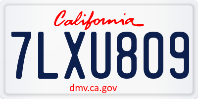 CA license plate 7LXU809