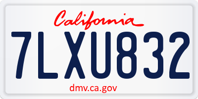 CA license plate 7LXU832