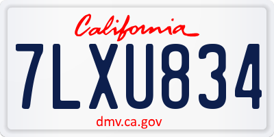 CA license plate 7LXU834